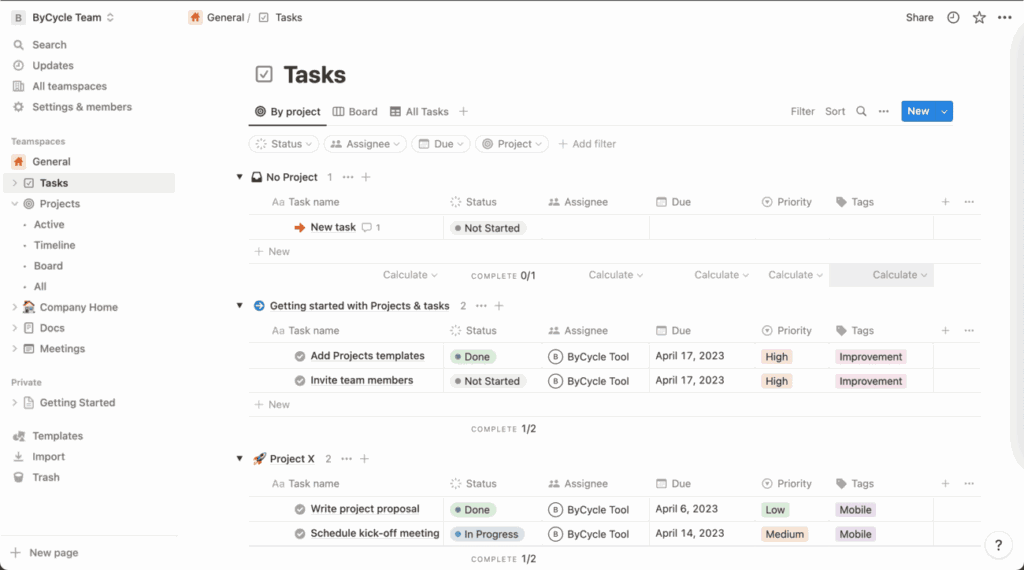 Notion - Task list