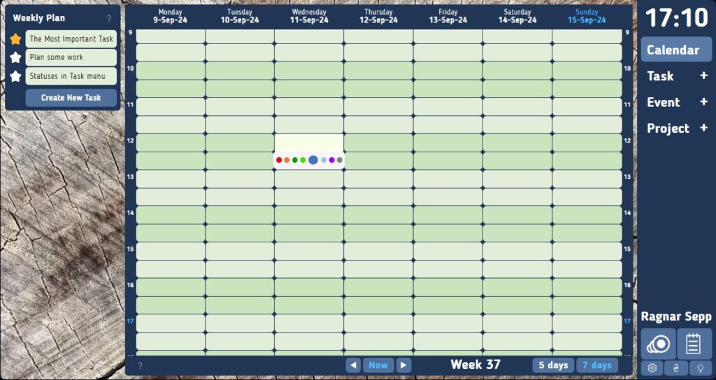 Calendar works as Excel table